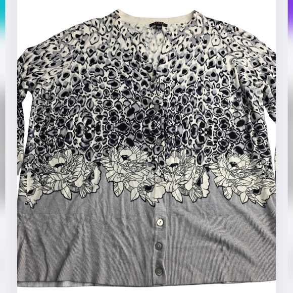 Cyrus Sweaters - Cyrus 2X Gray Leopard Print Cardigan Sweater Button Down Soft Sexy Cg-3064